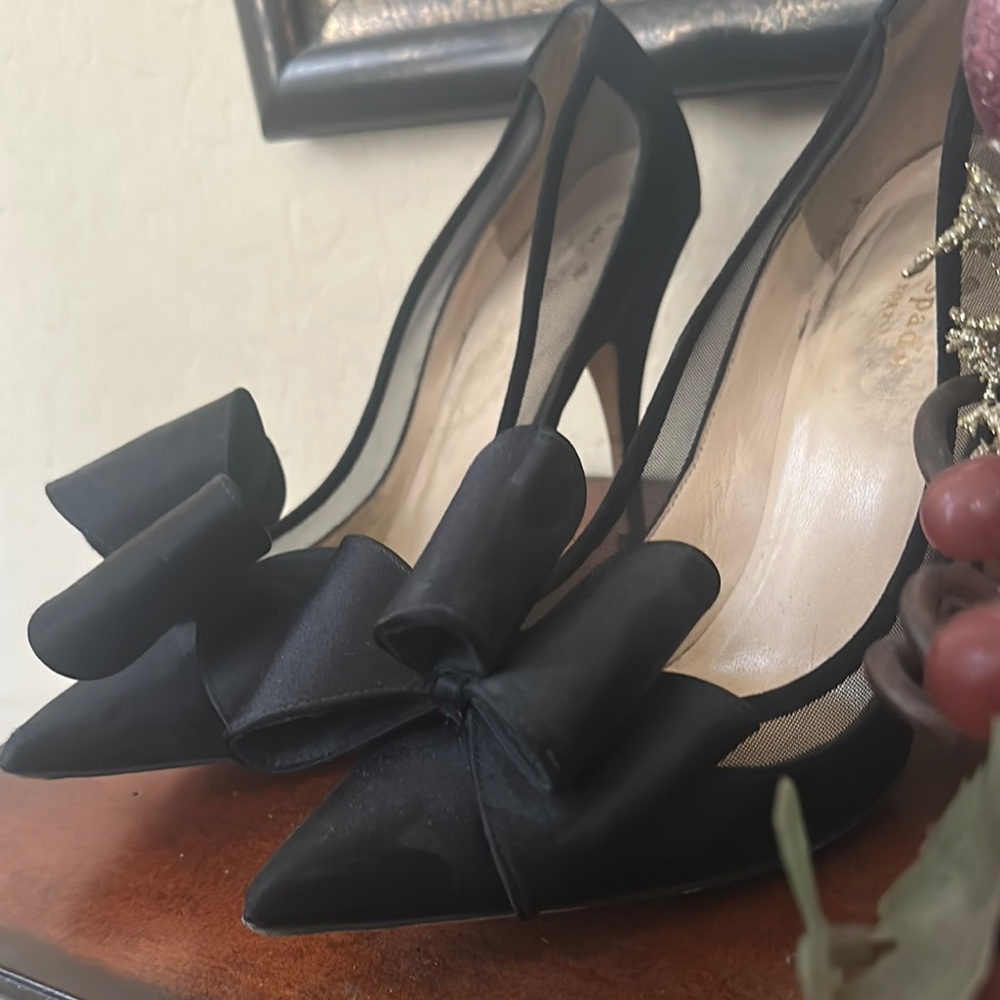 Kate Spade Black Satin Bow Pump 8.5